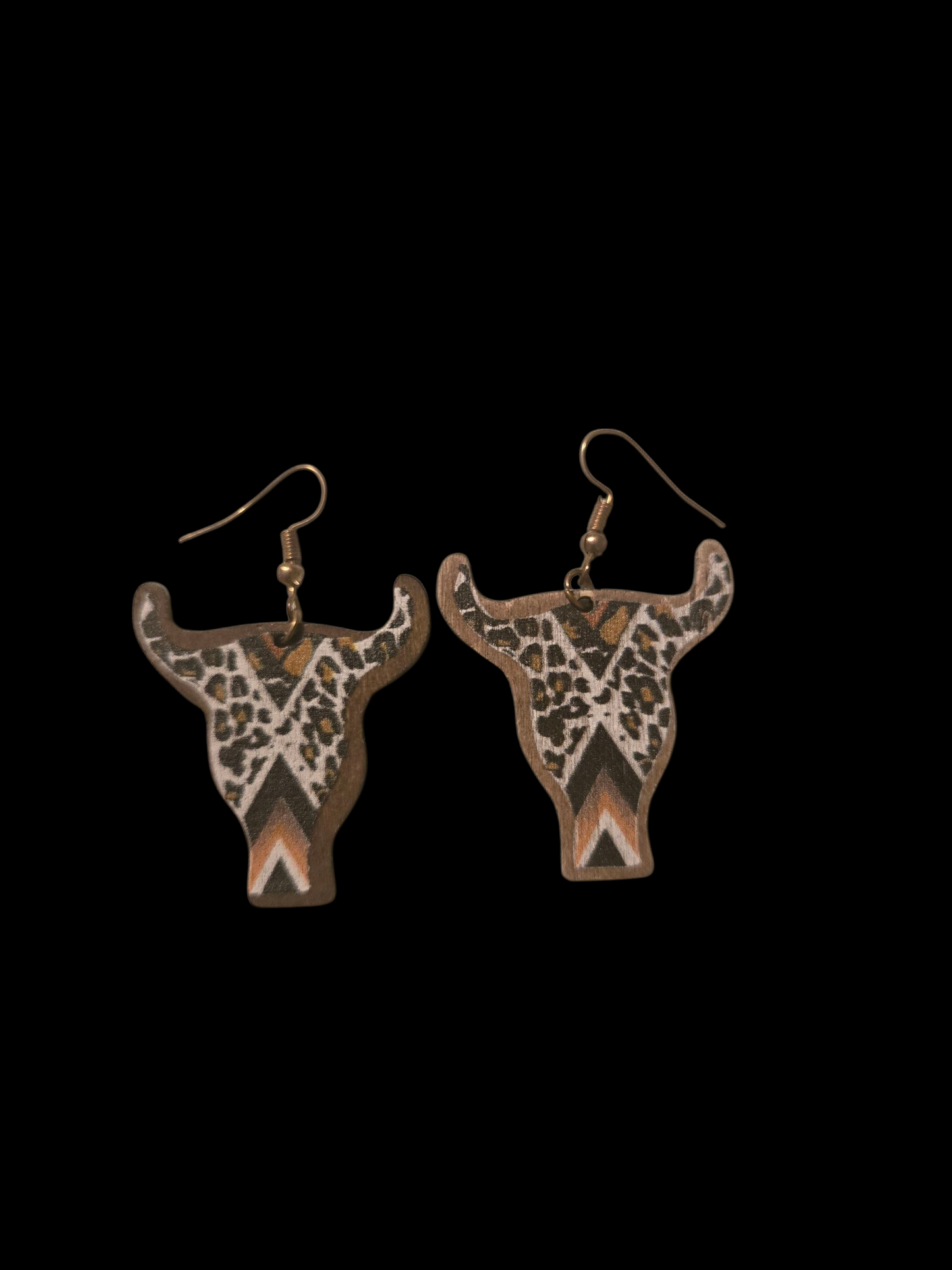Wooden Leopard Cow Earrings